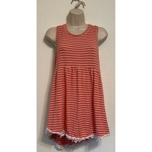 White Burch Womens Sleeveless Striped Crochet Lace Blouse Shirt Size‎ S